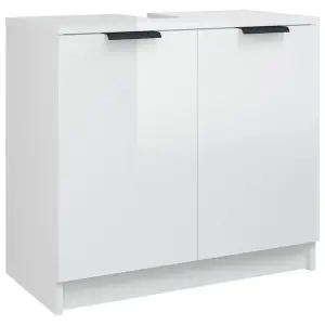 Berkfield Bathroom Cabinet High Gloss White 64.5x33.5x59cm Engineered Wood