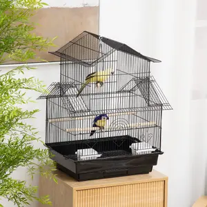 PawHut Metal Bird Cage Small w/ Perch Food Container Handle for Finch Canary