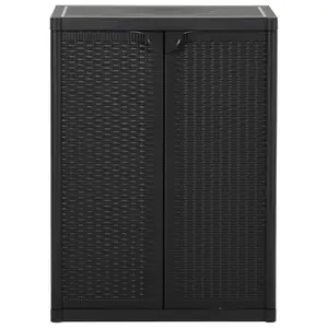 Berkfield Garden Storage Cabinet Black 65x45x88 cm PP Rattan