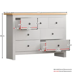 Vida Designs Arlington White 4+3 Drawer Chest (H)810mm (W)1115mm (D)350mm