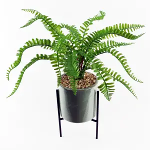 40cm Artificial Fern with Ceramic Planter & Stand