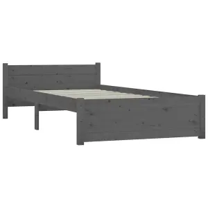 Berkfield Bed Frame Grey Solid Wood 75x190 cm Small Single