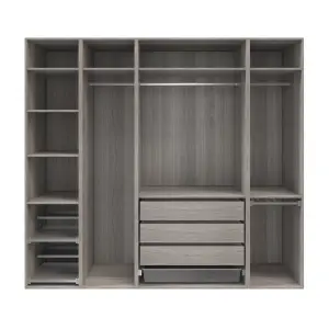 GoodHome Atomia Freestanding Grey oak effect Chipboard Wardrobe, clothing & shoes organiser (H)2250mm (W)2500mm (D)580mm