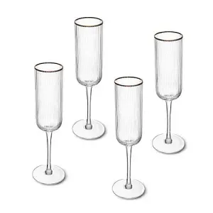 Mikasa Sorrento Ridged Crystal Set of 4 200ml Champagne Flutes