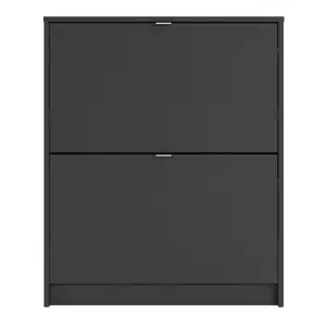 Shoes Shoe cabinet  w. 2 tilting doors and 2 layers Matt Black