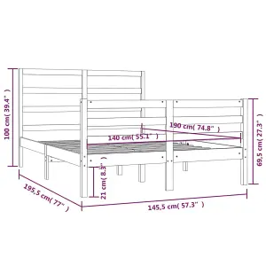 Berkfield Bed Frame White Solid Wood Pine 140x190 cm