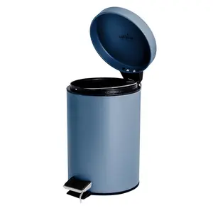 Harbour Housewares - Round Bathroom Pedal Bin - 3 Litre Blue