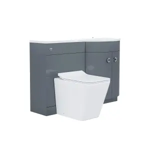 Nes Home Dene Right Hand 1100mm Vanity Basin Unit & Elora Back To Wall Toilet Grey