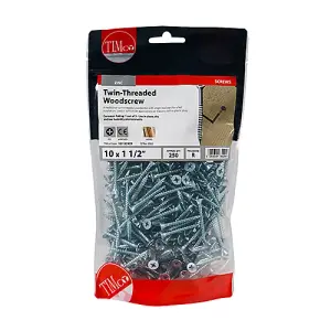 TIMCO Twin-Threaded Countersunk Silver Woodscrews - 10 x 11/2 (250pcs)