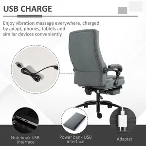 Vinsetto Executive Office Chair with Vibration Massage Pillow USB Power Wheels