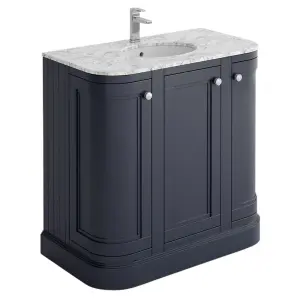 Fairmont Curved Midnight Grey Floor Standing Vanity Unit (W)900mm