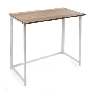 House of Home Folding Computer Desk Wooden Foldable White Work Table Laptop Office PC Space Saving