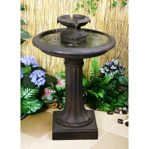 Primrose Maleda Antique Effect Bird Bath Outdoor Water Fountain H71cm