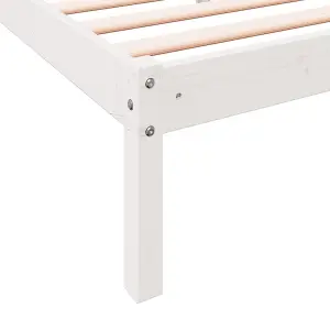 Berkfield Extra Long Bed Frame without Mattress White 200x210 cm Solid Wood Pine