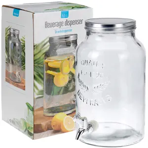 URBNLIVING 5.5Litre Glass Beverage Dispenser with Tap