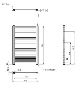 Electric Vertical Round Towel Rail with 13 Rails - 720mm x 400mm - 200 Watt - Chrome