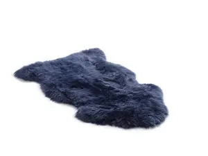 Indigo single longwool genuine sheepskin rug 95cm