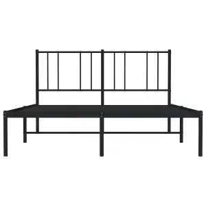 Berkfield Metal Bed Frame with Headboard Black 160x200 cm