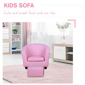 HOMCOM Children Kids Mini Sofa Armchair PVC Sweet Lovely and Safe Pink