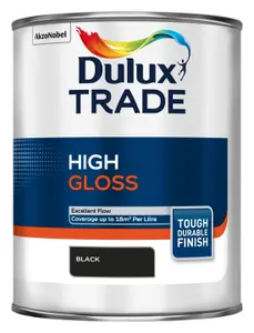 Dulux Trade Black High gloss Metal & wood paint, 1L