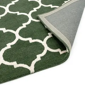 Ogee Green Geometric Handmade Luxurious Modern Easy to clean Rug for Dining Room Bed Room and Living Room-120cm X 170cm