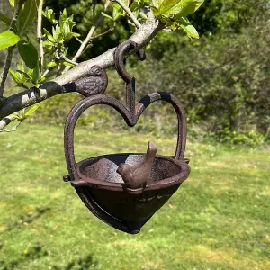 Vintage Hanging Bird Seed Feeder Cast Iron Heart Shape