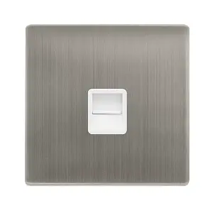 Stainless Steel Screwless Plate Secondary Telephone Single Socket - White Trim - SE Home