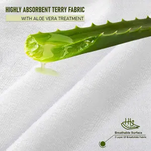 HIGH LIVING Waterproof Mattress Protector Cotton Terry Towel Aloe Vera treated Extra Deep Cover Anti Allergy and Breathable