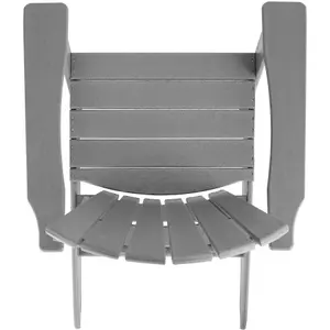 Garden Chair with Footstool - Adirondack design, high backrest, wide armrests - light grey