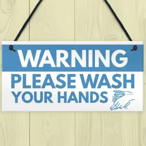 Warning Sign Please Wash Your Hands Bathroom Toilet Sign Hanging Plaque Home Decor