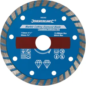 Silverline Marble Cutting Diamond Blade Castellated Continuous Rim 11mm x 20mm