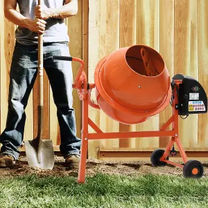 63L Portable Concrete Mixer Electric Cement Mixer Machine for Stucco with Wheel and Stand