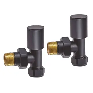 Pair Of Round Grey Angled Radiator Valves