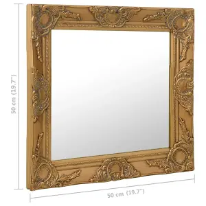 Berkfield Wall Mirror Baroque Style 50x50 cm Gold