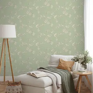 Chinoise Wallpaper Sage Green World of Wallpaper E100336AH