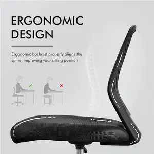 Yaheetech Ergonomic Armless Mesh Office Chair - Black