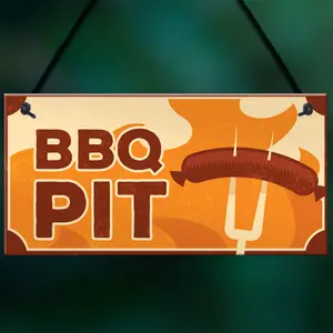 BBQ Pit Sign Novelty Garden Summerhouse Man Cave Sign Home Gift For Men