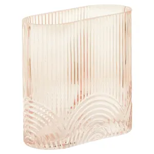 Interiors by Premier Small Pink Glass Vase, Textured Glass Flower Vase, Embossed Detailing Pink Modern Vase for living rooms