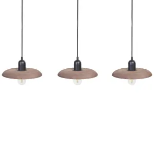 3 Light Mango Wood Pendant Lamp Dark MANJEERA