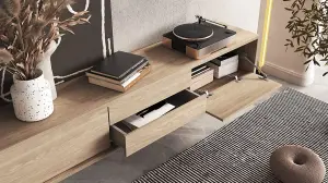 Minimalist Frida 39 Floating TV Cabinet 1800mm in Light Oak - Sleek Entertainment Centre H320mm D360mm