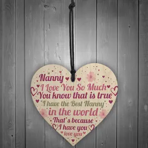 Red Ocean Nanny Gifts Mothers Day Gift For Her Wooden Heart Nanny Birthday Gift Keepsake Thank You Plaque