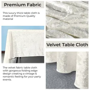 Diamond Velvet Square Tablecloth, Ivory , 54 Inch x 54 Inch