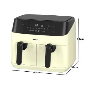 EMtronics Double Basket Air Fryer Large Digital 9 Litre Dual with Timer - Cream