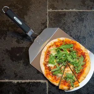 Argon Tableware - Stainless Steel Folding Pizza Peel with Rubber Handle - 25cm - Silver