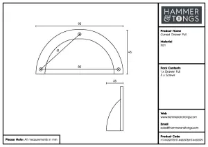 Hammer & Tongs - Curved Cabinet Cup Handle - W95mm x H45mm