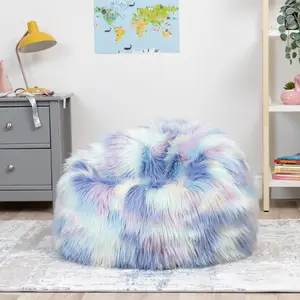 Icon Kids Faux Fur Fluffy Bean Bag Chair Unicorn