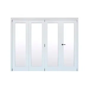 1 Lite Clear Glazed Pre-painted White Softwood Internal Bi-fold Door set, (H)2060mm (W)2821mm