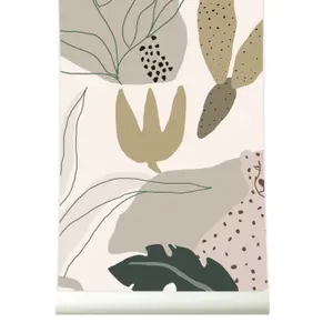 Roomblush Nursery  Safari Jungle Kids Eco 4 Lane Repeatable Wallpaper Mural 200 x 285cm, Neutral Beige