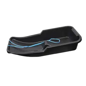 Black Kids Heavy Duty Snow Sledge Toboggan Sleigh Sled Rope Plastic Adults Ski Board