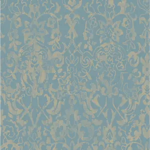 Next Majestic Damask Blue Wallpaper